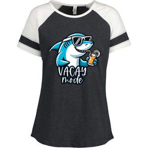 Vacation Summer Funny Shark Sunglasses Family Vacay Mode Cool Gift Enza Ladies Jersey Colorblock Tee