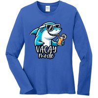 Vacation Summer Funny Shark Sunglasses Family Vacay Mode Cool Gift Ladies Long Sleeve Shirt