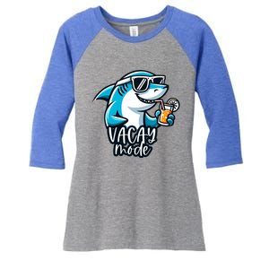 Vacation Summer Funny Shark Sunglasses Family Vacay Mode Cool Gift Women's Tri-Blend 3/4-Sleeve Raglan Shirt