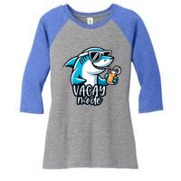 Vacation Summer Funny Shark Sunglasses Family Vacay Mode Cool Gift Women's Tri-Blend 3/4-Sleeve Raglan Shirt