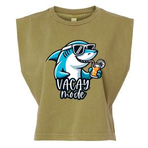 Vacation Summer Funny Shark Sunglasses Family Vacay Mode Cool Gift Garment-Dyed Women's Muscle Tee