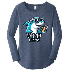 Vacation Summer Funny Shark Sunglasses Family Vacay Mode Cool Gift Women's Perfect Tri Tunic Long Sleeve Shirt