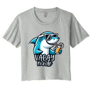 Vacation Summer Funny Shark Sunglasses Family Vacay Mode Cool Gift Women's Crop Top Tee