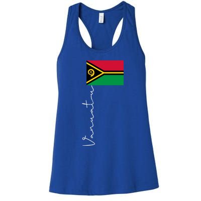 Vanuatu Signature Flag Pole Patriotic Gift Women's Racerback Tank