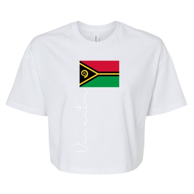 Vanuatu Signature Flag Pole Patriotic Gift Bella+Canvas Jersey Crop Tee