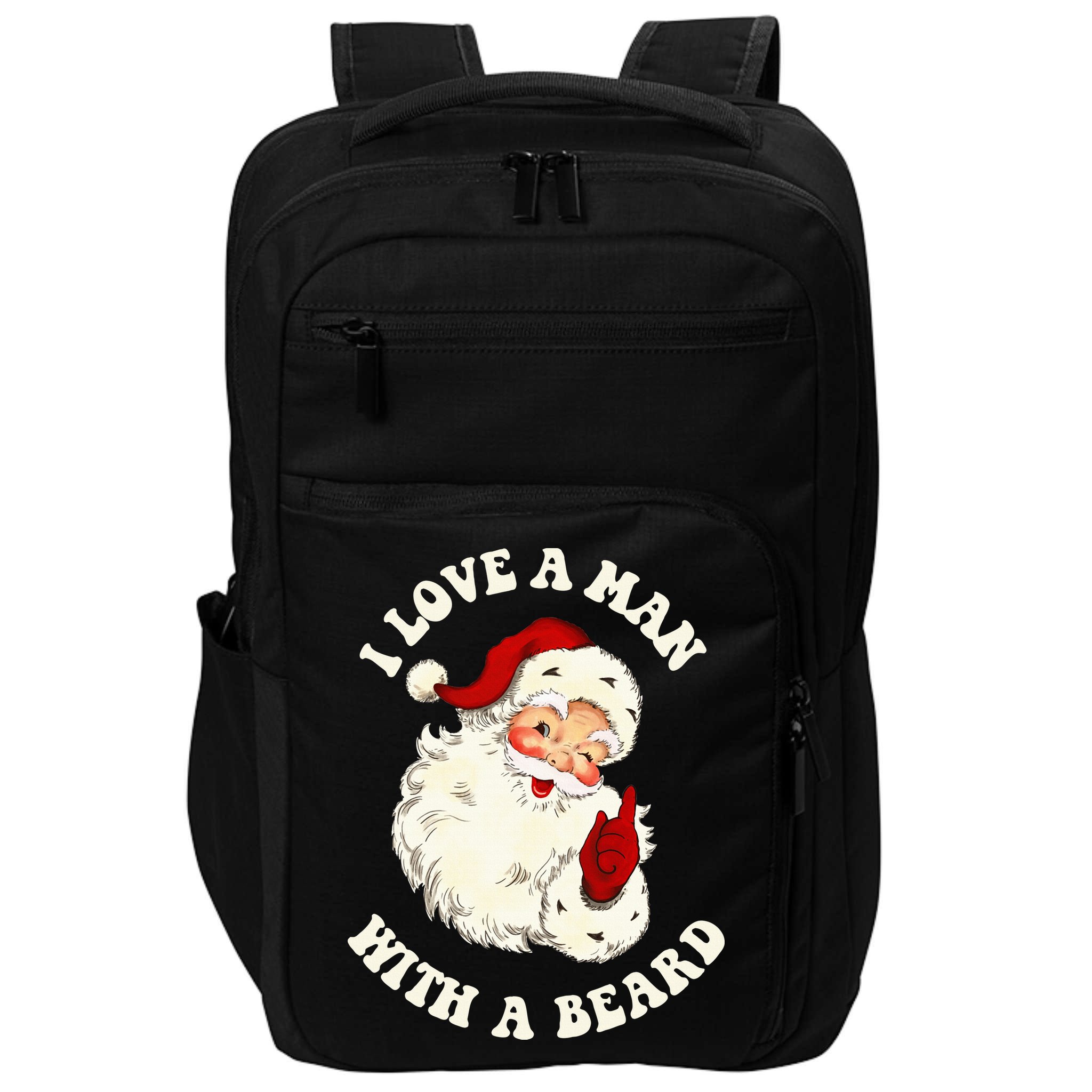 Vintage Santa Fun Retro I Love A Man With A Beard Christmas Impact Tech Backpack