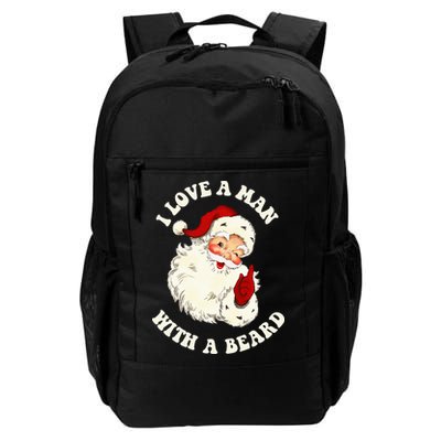 Vintage Santa Fun Retro I Love A Man With A Beard Christmas Backpack