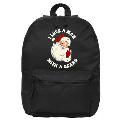 Vintage Santa Fun Retro I Love A Man With A Beard Christmas 16 in Basic Backpack