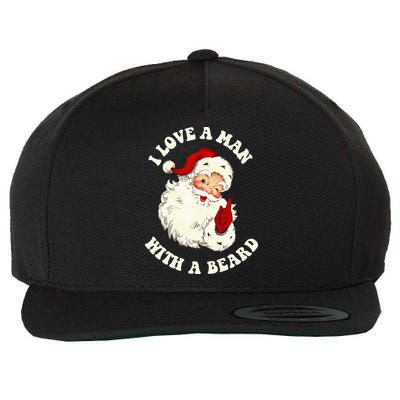Vintage Santa Fun Retro I Love A Man With A Beard Christmas Wool Snapback Cap