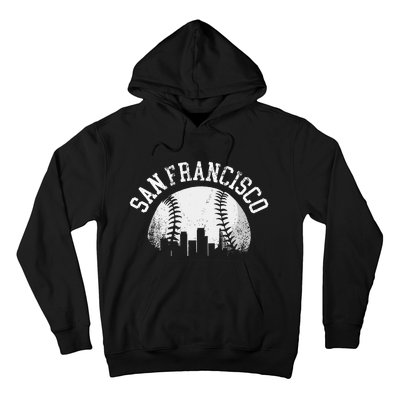 Vintage San Francisco Baseball Skyline Retro California SF Hoodie