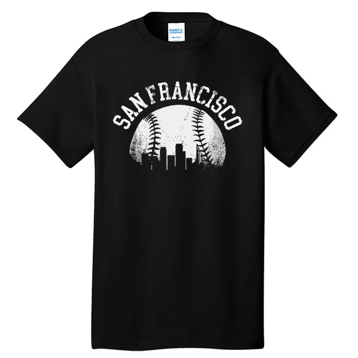 Vintage San Francisco Baseball Skyline Retro California SF Tall T-Shirt