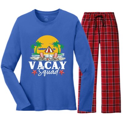 Vacay Squad Family Beach Summer Vacation Gift Women's Long Sleeve Flannel Pajama Set 