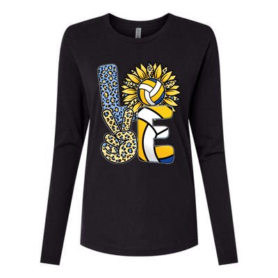 Volleyball Sayings For Shirts, Love Volleyball Leopard Sunflower Sports Ball Womens Cotton Relaxed Long Sleeve T-Shirt