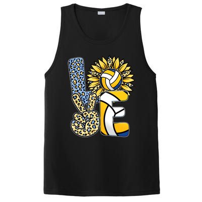 Volleyball Sayings For Shirts, Love Volleyball Leopard Sunflower Sports Ball PosiCharge Competitor Tank