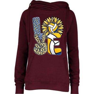 Volleyball Sayings For Shirts, Love Volleyball Leopard Sunflower Sports Ball Womens Funnel Neck Pullover Hood