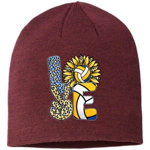 Volleyball Sayings For Shirts, Love Volleyball Leopard Sunflower Sports Ball Sustainable Beanie