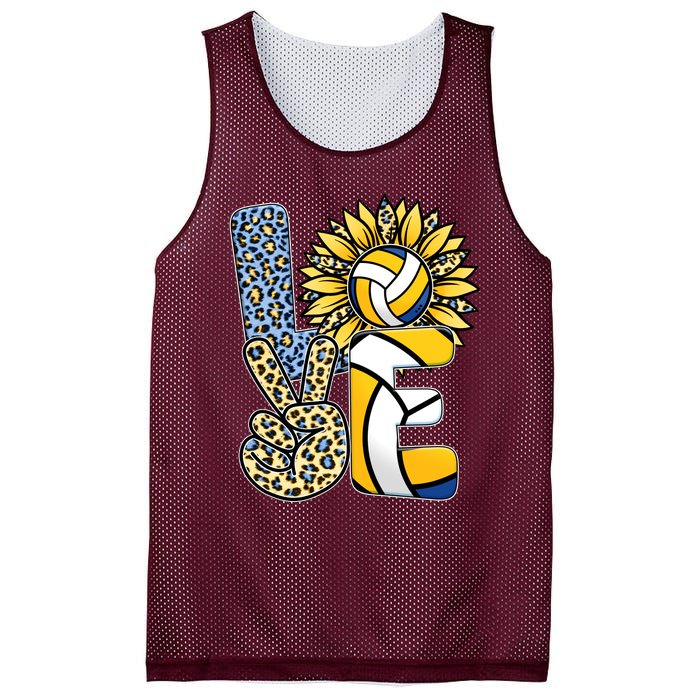 Volleyball Sayings For Shirts, Love Volleyball Leopard Sunflower Sports Ball Mesh Reversible Basketball Jersey Tank