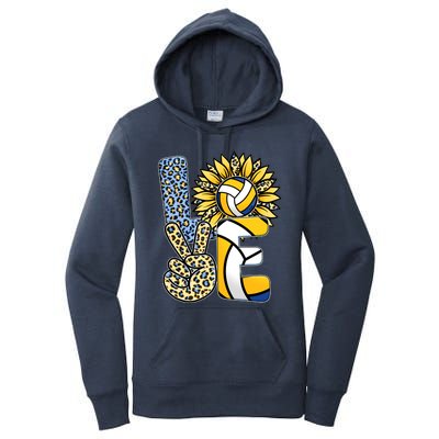 Volleyball Sayings For Shirts, Love Volleyball Leopard Sunflower Sports Ball Women's Pullover Hoodie