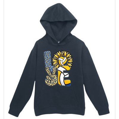 Volleyball Sayings For Shirts, Love Volleyball Leopard Sunflower Sports Ball Urban Pullover Hoodie