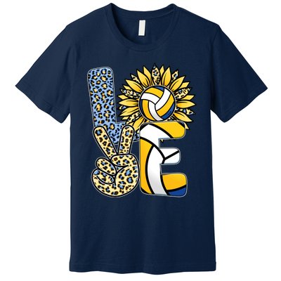 Volleyball Sayings For Shirts, Love Volleyball Leopard Sunflower Sports Ball Premium T-Shirt