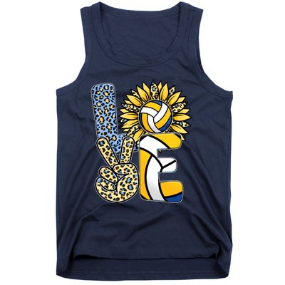 Volleyball Sayings For Shirts, Love Volleyball Leopard Sunflower Sports Ball Tank Top