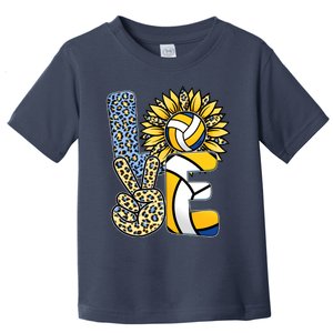 Volleyball Sayings For Shirts, Love Volleyball Leopard Sunflower Sports Ball Toddler T-Shirt