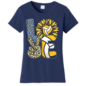 Volleyball Sayings For Shirts, Love Volleyball Leopard Sunflower Sports Ball Women's T-Shirt