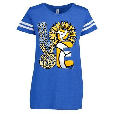 Volleyball Sayings For Shirts, Love Volleyball Leopard Sunflower Sports Ball Enza Ladies Jersey Football T-Shirt