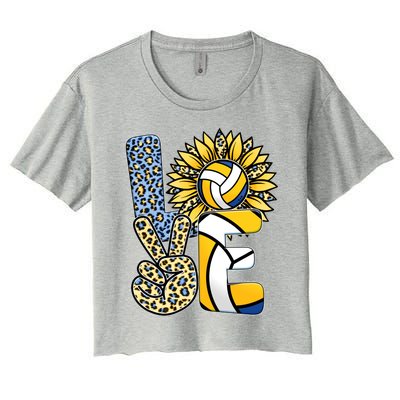 Volleyball Sayings For Shirts, Love Volleyball Leopard Sunflower Sports Ball Women's Crop Top Tee