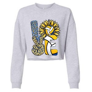 Volleyball Sayings For Shirts, Love Volleyball Leopard Sunflower Sports Ball Cropped Pullover Crew