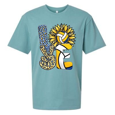 Volleyball Sayings For Shirts, Love Volleyball Leopard Sunflower Sports Ball Sueded Cloud Jersey T-Shirt