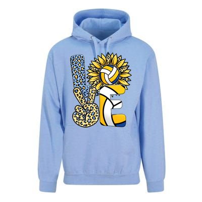 Volleyball Sayings For Shirts, Love Volleyball Leopard Sunflower Sports Ball Unisex Surf Hoodie