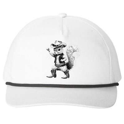 Vintage Squirrel Funny Cow Cow Western Country Animal Snapback Five-Panel Rope Hat