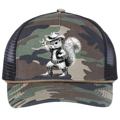 Vintage Squirrel Funny Cow Cow Western Country Animal Retro Rope Trucker Hat Cap