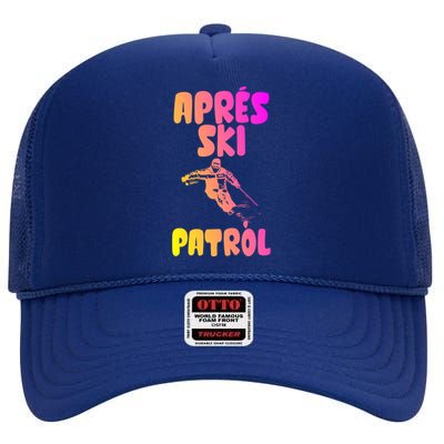 Vintage Skiing Funny Gift Retro Apres Vintage 80s Ski Patrol Cool Gift High Crown Mesh Back Trucker Hat