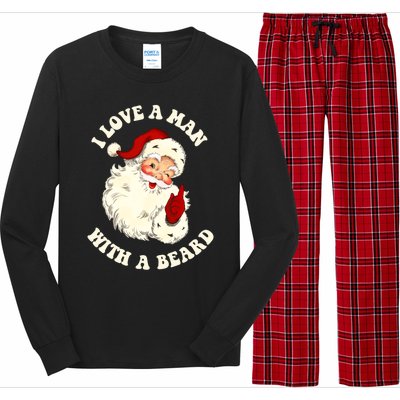 Vintage Santa Fun Retro I Love A With A Beard Christmas Gift Long Sleeve Pajama Set