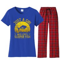 Vintage Sleeper Fish Just A Who Loves Sleeper Fish Gift Women's Flannel Pajama Set