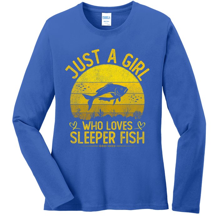 Vintage Sleeper Fish Just A Who Loves Sleeper Fish Gift Ladies Long Sleeve Shirt