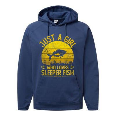 Vintage Sleeper Fish Just A Who Loves Sleeper Fish Gift Performance Fleece Hoodie