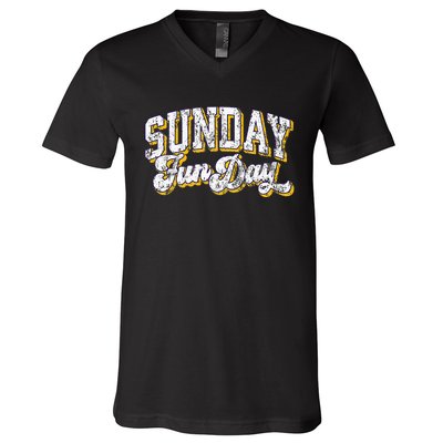 Vintage Sunday Funday Minnesota Football V-Neck T-Shirt