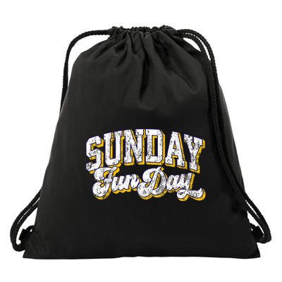 Vintage Sunday Funday Minnesota Football Retro Fun Day Drawstring Bag