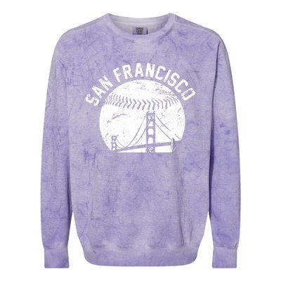 Vintage San Francisco Skyline SF Baseball Colorblast Crewneck Sweatshirt