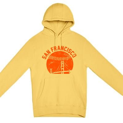 Vintage San Francisco Skyline SF Baseball Premium Pullover Hoodie