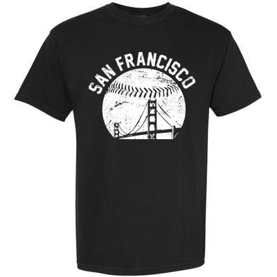 Vintage San Francisco Skyline SF Baseball Garment-Dyed Heavyweight T-Shirt