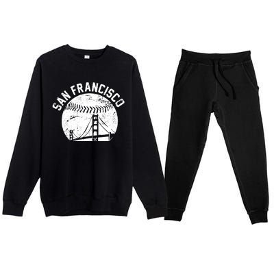 Vintage San Francisco Skyline SF Baseball Premium Crewneck Sweatsuit Set