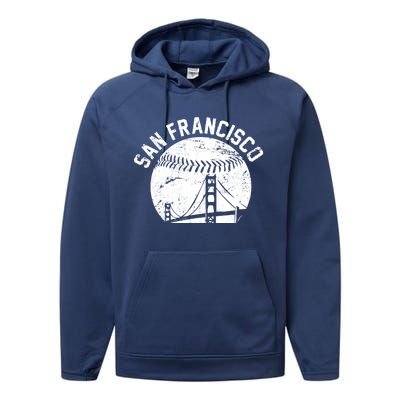 Vintage San Francisco Skyline SF Baseball Performance Fleece Hoodie