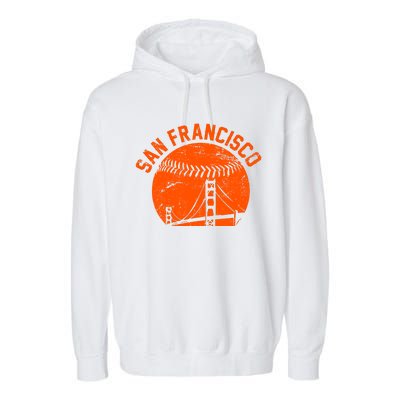 Vintage San Francisco Skyline SF Baseball Garment-Dyed Fleece Hoodie