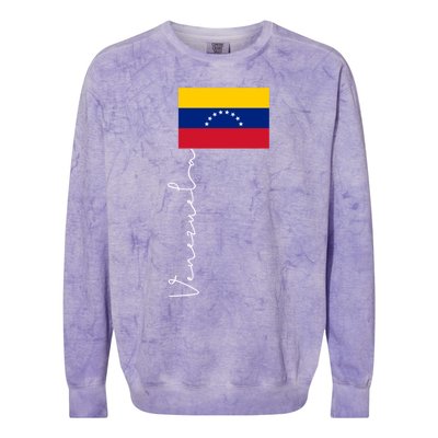 Venezuela Signature Flag Pole Patriotic Gift Colorblast Crewneck Sweatshirt