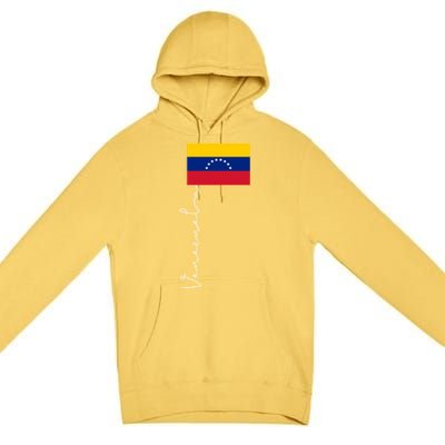 Venezuela Signature Flag Pole Patriotic Gift Premium Pullover Hoodie