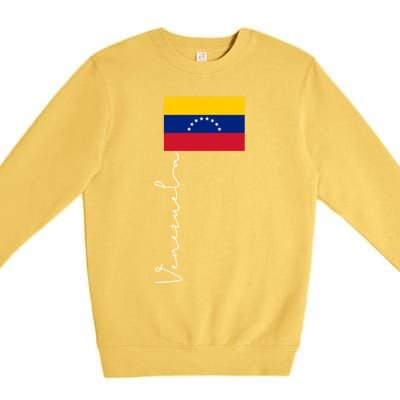 Venezuela Signature Flag Pole Patriotic Gift Premium Crewneck Sweatshirt